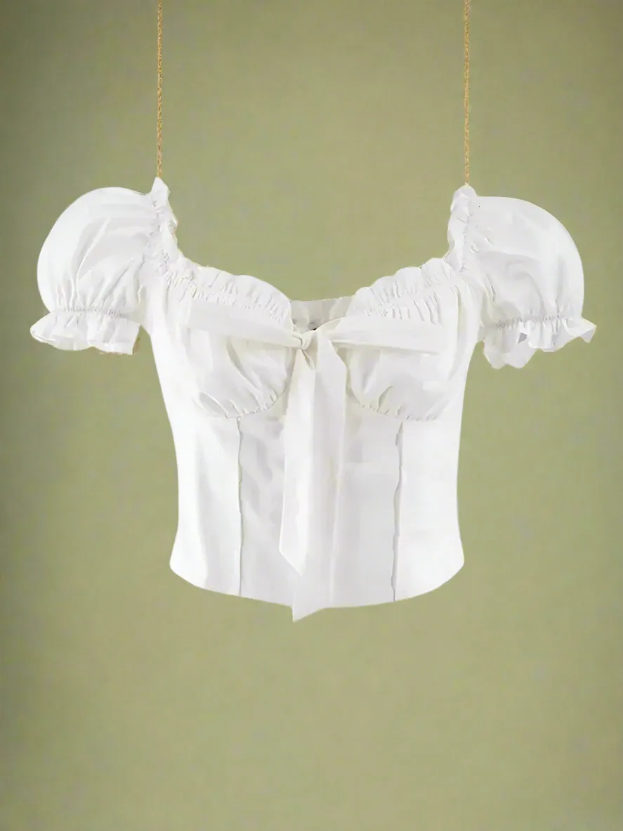 Vintage Ruffled Sweetheart Peasant Top