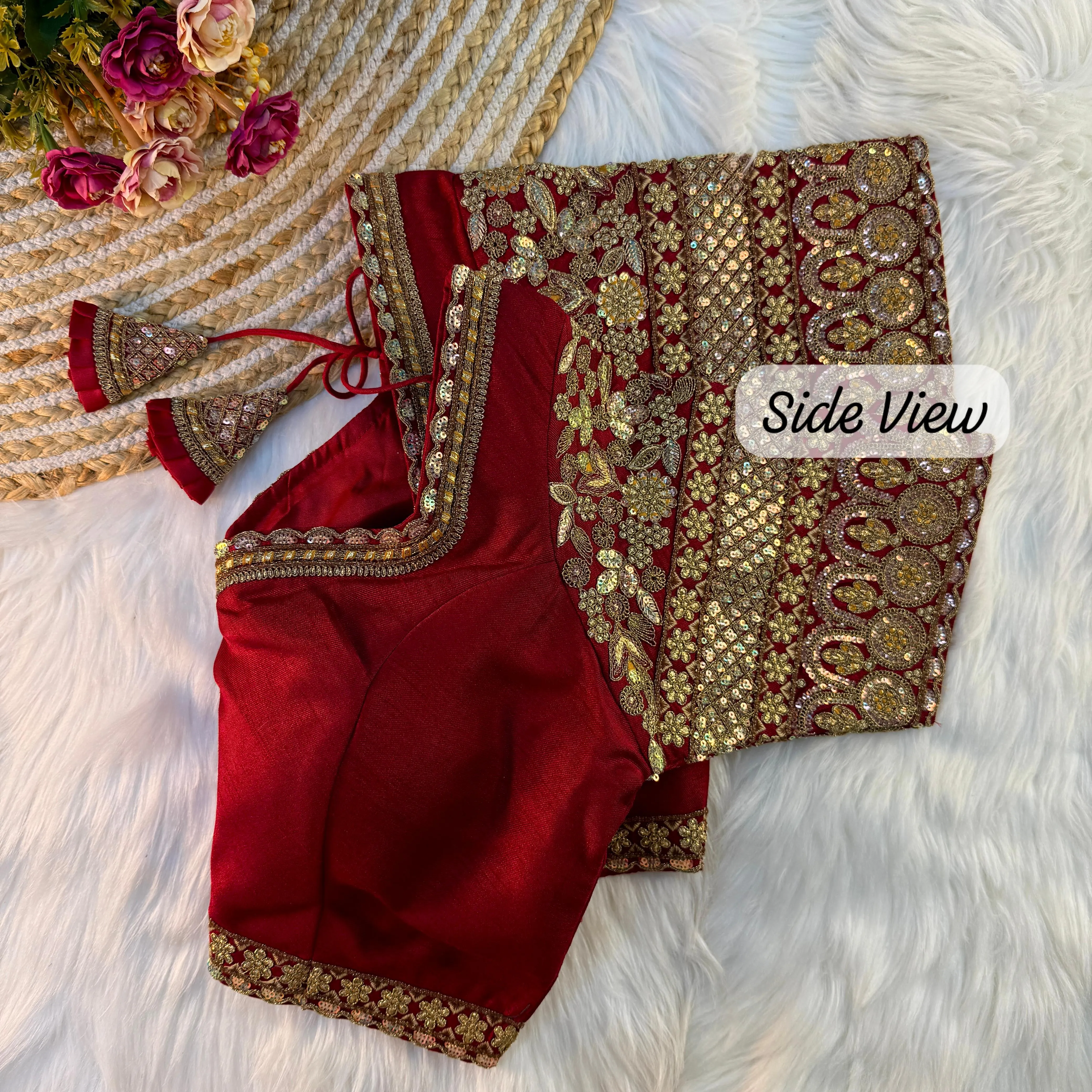 Wedding Designer Sabyasachi Style Heavy Sleeves Codding Thread Work Bridal Blouse