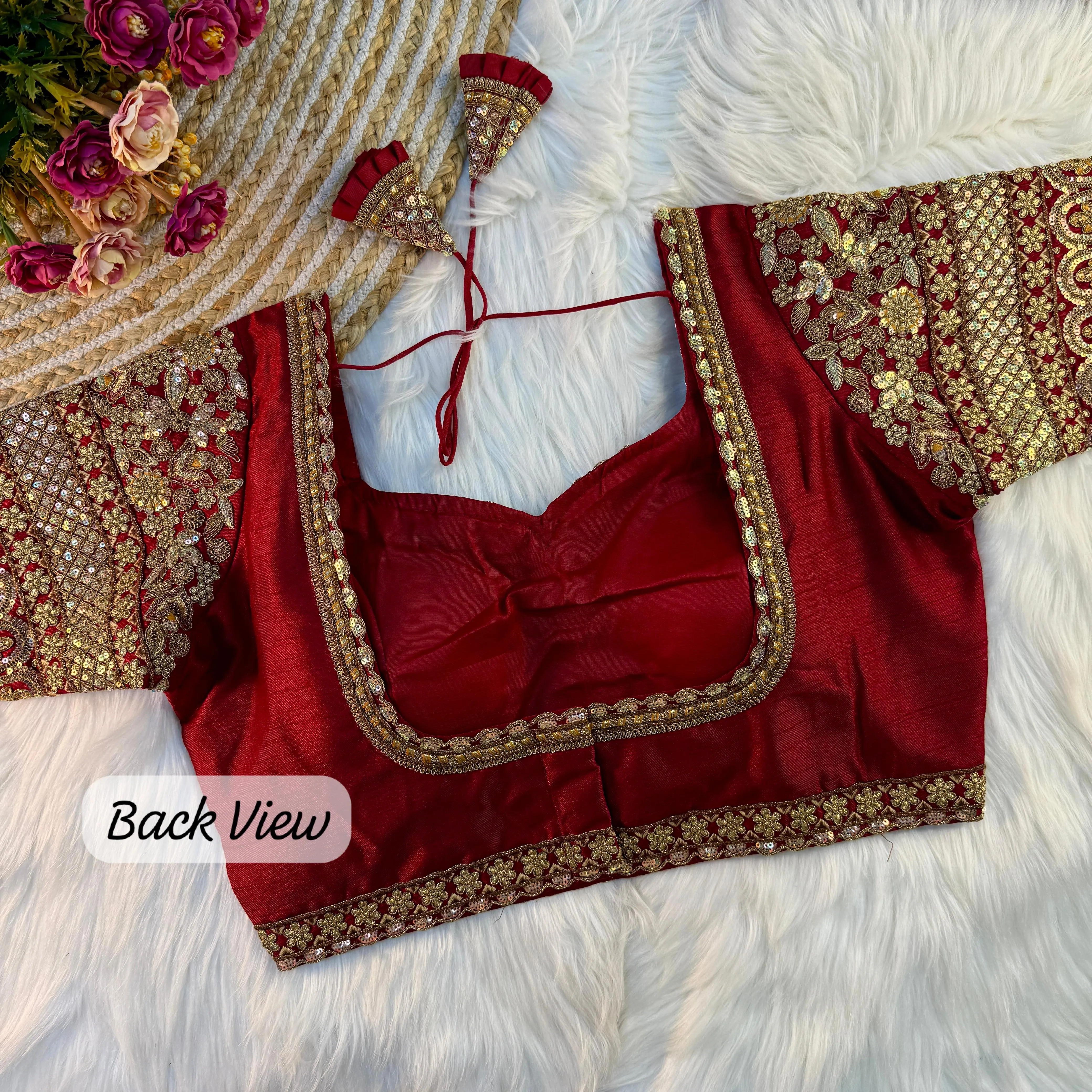 Wedding Designer Sabyasachi Style Heavy Sleeves Codding Thread Work Bridal Blouse