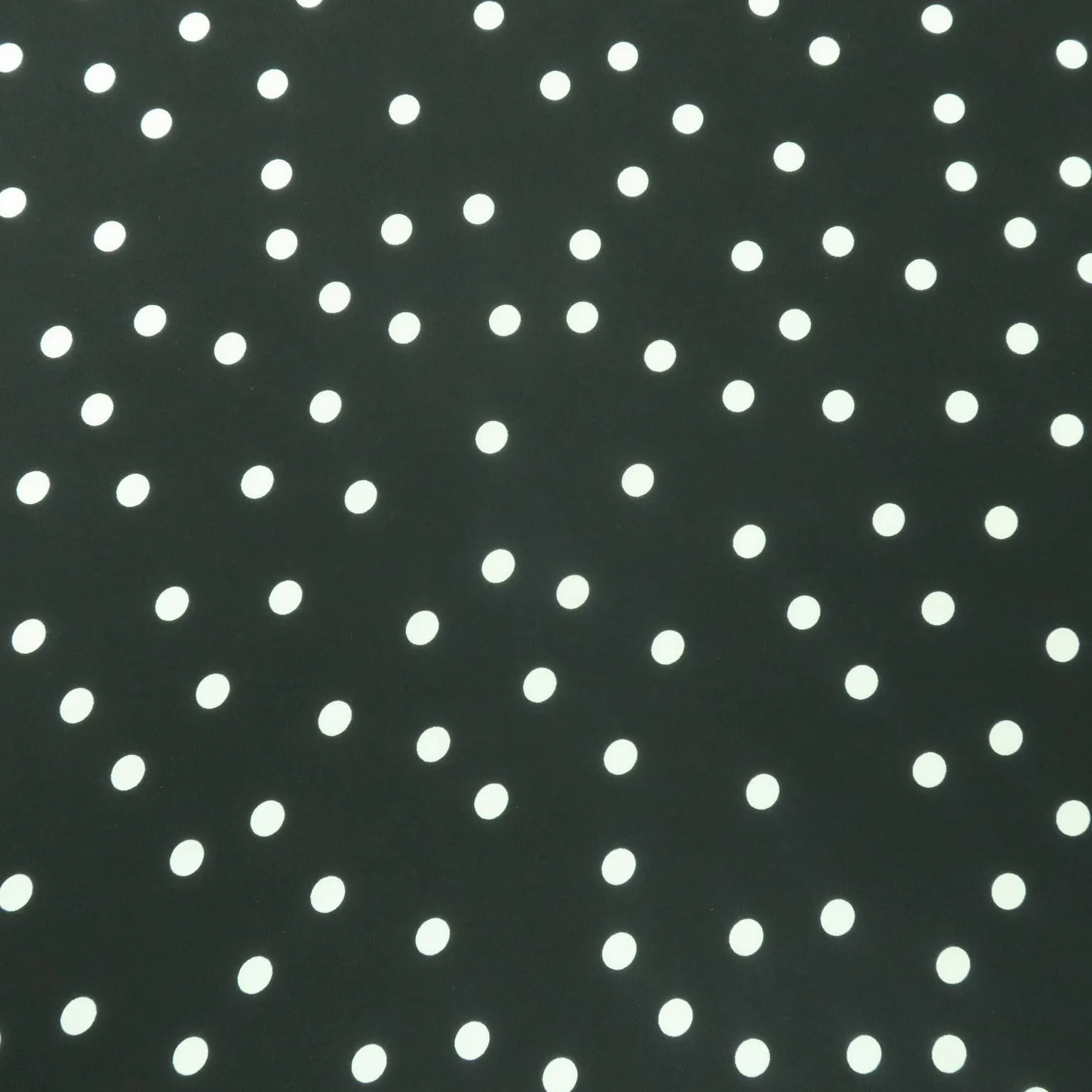 White Polka Dots on Black Background Printed Crepe Fabric