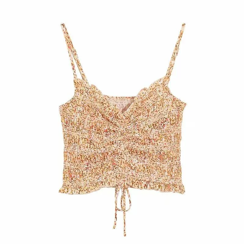 Women Floral Pirnted Sleeveless Camis Tops