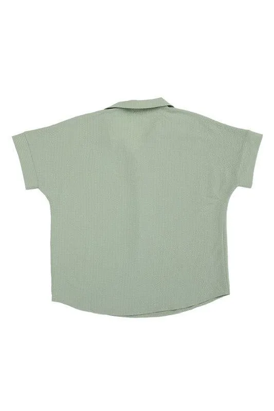 Womens Button Front Shirt Collared Blouse