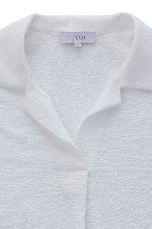 Womens Button Front Shirt Collared Blouse