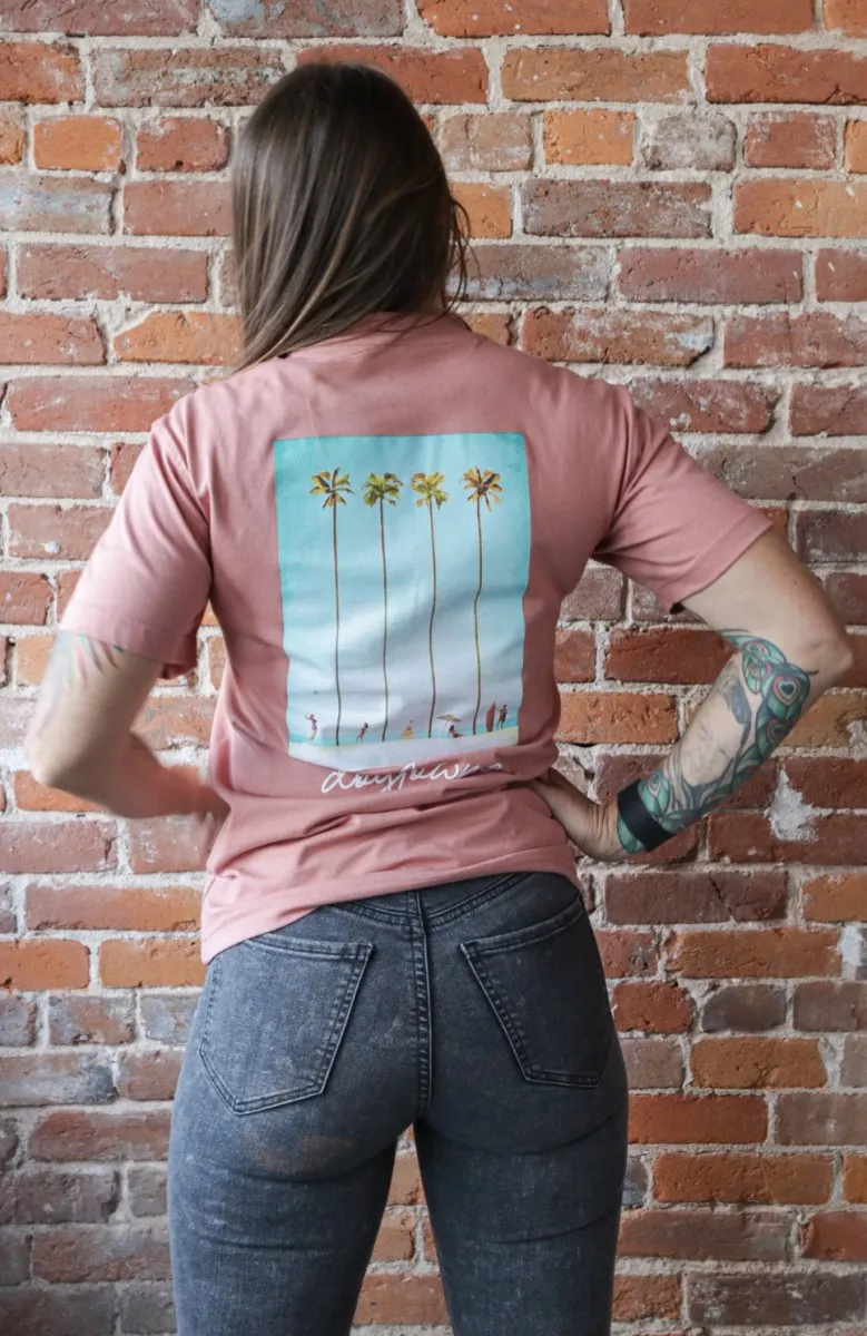 Women's Pastel SS Cotton Tee - Palms