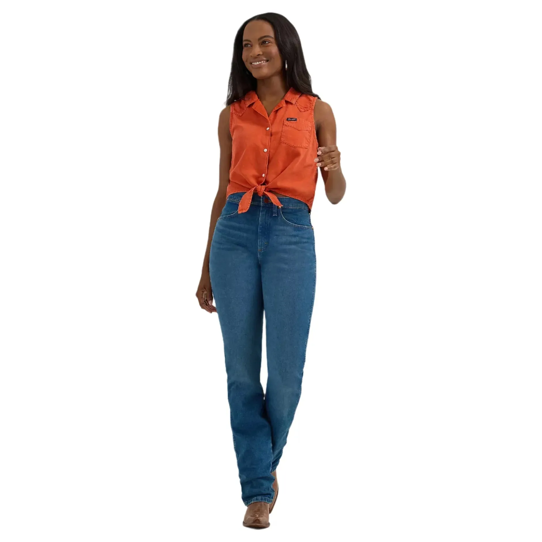 Women's Wrangler Sleeveless Tie Front Camp Shirt 112364384