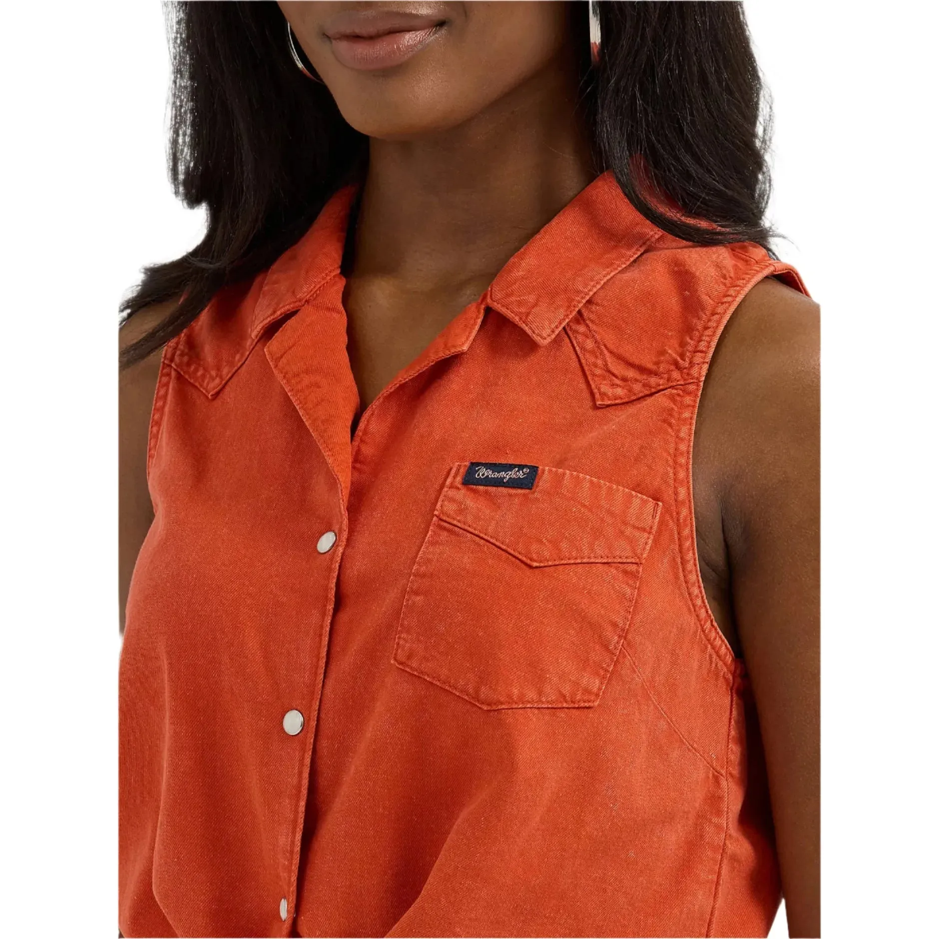 Women's Wrangler Sleeveless Tie Front Camp Shirt 112364384
