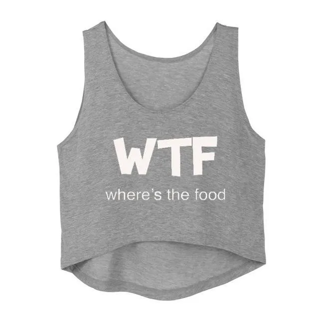 WTF Where's the Food Summer Crop Top Sleeveless Shirt