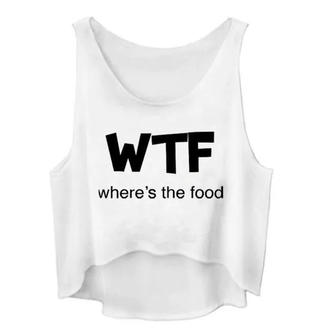 WTF Where's the Food Summer Crop Top Sleeveless Shirt
