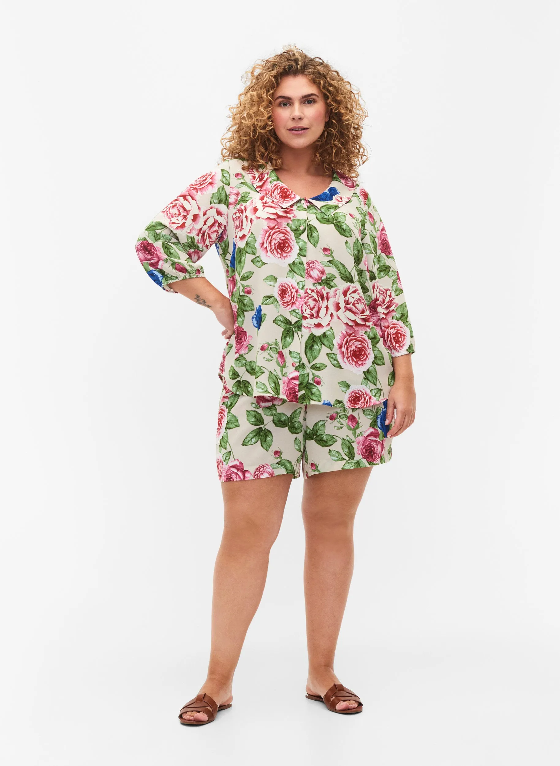 Zizzi Ruby Floral 3/4 Sleeved Blouse