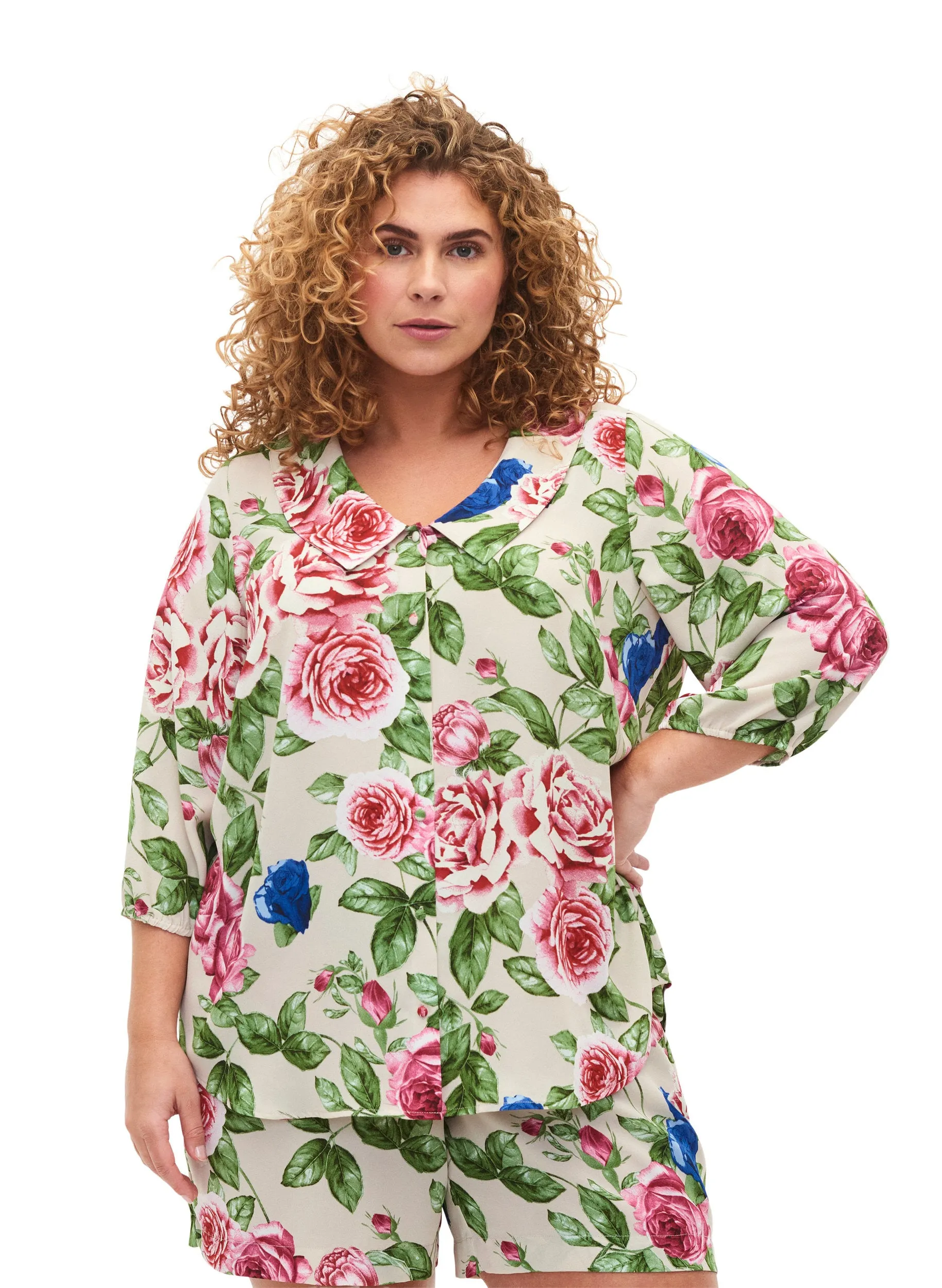 Zizzi Ruby Floral 3/4 Sleeved Blouse